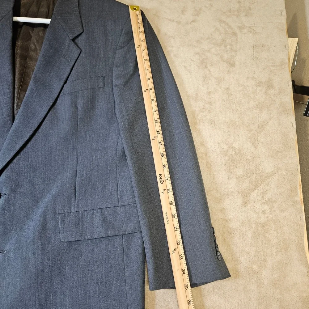 Hart Schaffner Marx Viracle Blue Gray Wool Suit Jacket Blazer Mens 46R Dillard's
